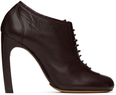 Dries Van Noten Burgundy Lace-up Low Ankle Heels In 359 Bordeaux