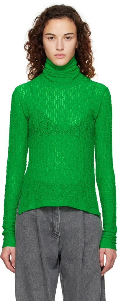 Song For The Mute Green Floral Turtleneck In Grn Green