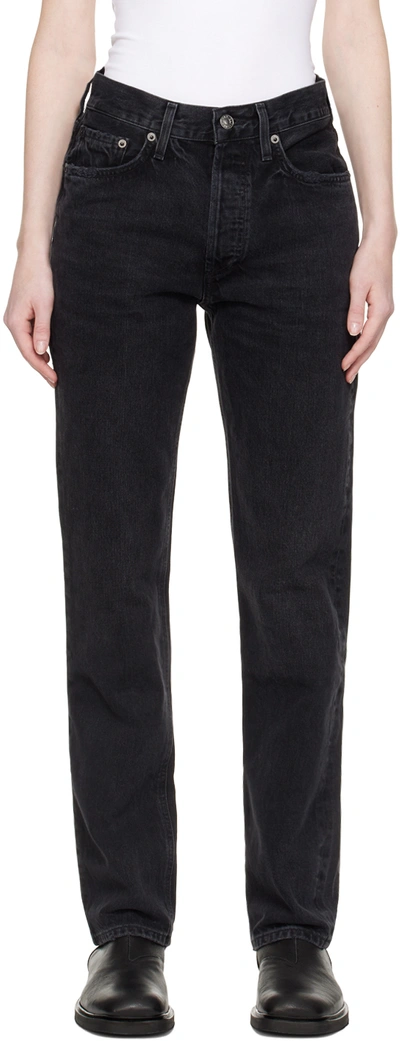 Agolde Ren High-rise Cropped Straight Jeans In Black