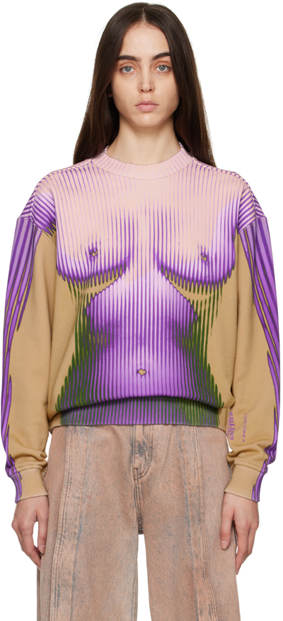 Y/project Purple & Yellow Jean Paul Gaultier Edition Body Morph Sweatshirt In Beige,purple,green
