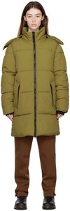 THE VERY WARM GREEN LONG HOODED PUFFER JACKET