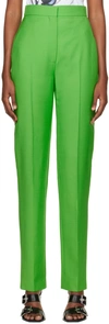 Alexander Mcqueen High-rise Straight-leg Cigarette Trousers In Green