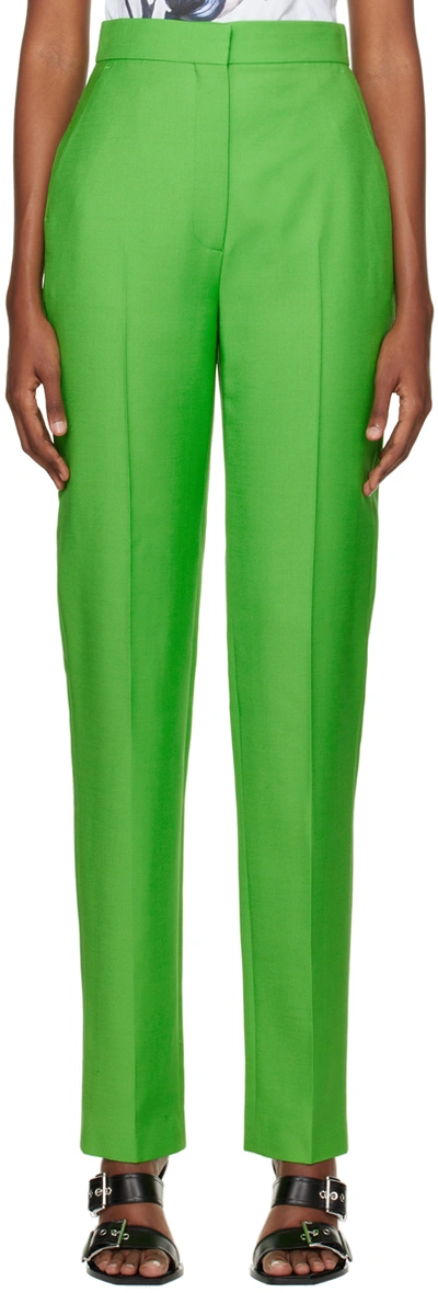 Alexander Mcqueen High-rise Straight-leg Cigarette Trousers In Acid Green