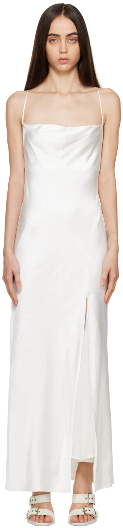 Third Form White Split Slip Maxi Dress In Powder White