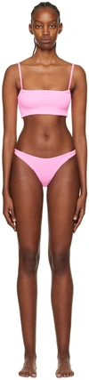 Hunza G Gigi Crinkled-finish Bikini Set In Bubblegum