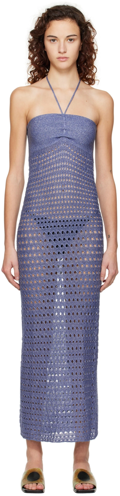 Gimaguas Blue Open Knit Strapless Dress | ModeSens