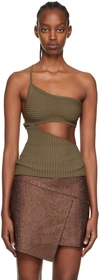 Andreädamo Khaki One Shoulder Tank Top In 006 1106 Amazonia