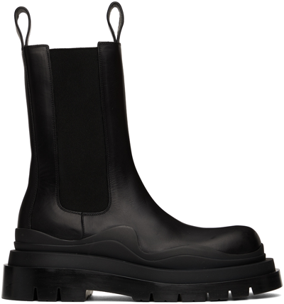 BOTTEGA VENETA BLACK TIRE CHELSEA BOOTS