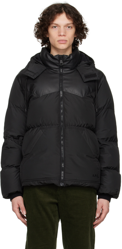 Apc Marvin Quilted Ripstop Down Hooded Jacket In Black