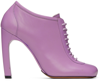 DRIES VAN NOTEN PURPLE LACE-UP LOW ANKLE HEELS