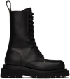 Bottega Veneta Black Lug Lace-up Boots In 1000 Black