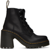Dr. Martens' Black Jesy Sendal Leather Lace Up Boots In Black Sendal