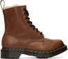 Dr. Martens' Serena Womens Leather Lace Up Combat Boots In Saddle Tan Farrier