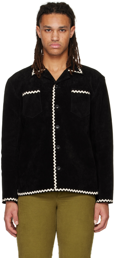 ジャケット・アウター BODE SUEDE RICKRACK WORKSHIRT 22AW XS/S Bode Black Rickrack Suede Jacket In White Black | ModeSens