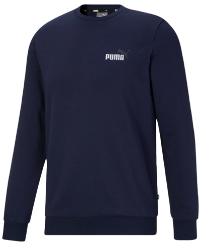 Puma Men's Embroidered-logo Crewneck Sweatshirt In Peacoat Navy