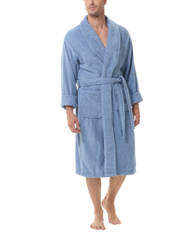 Ink+ivy Men's All Cotton Terry Robe In Denim