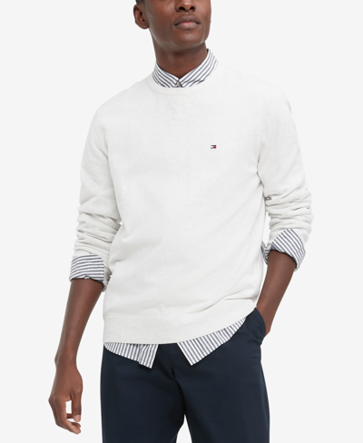 Tommy Hilfiger Men's Signature Solid Crew Neck Sweater In Grey Heather