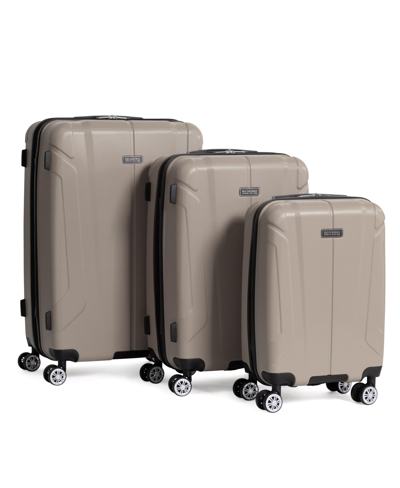 Ben Sherman Derby 3 Piece Lightweight Hardside Expandable Spinner Luggage Set In Champagne