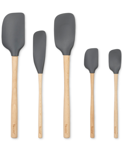 Tovolo 5-pc. Flex-core Wood-handle Kitchen Spatula Set In Charcoal