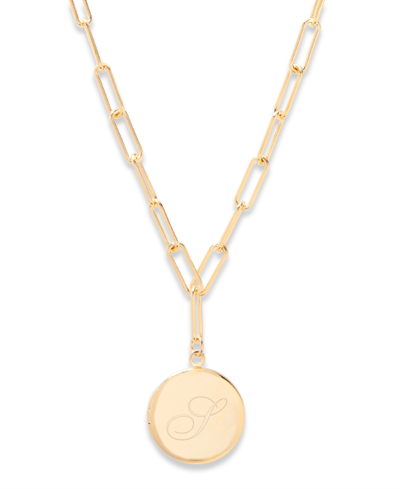 Brook & York Isla Initial Elongated Link Locket Necklace In K Gold Plated- S