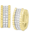 Macy's Men's Diamond Ridged Small Hoop Earrings (1/3 Ct. T.w.) In 10k Gold, 15mm In Gold