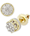 Macy's Men's Diamond Cluster Stud Earrings (1/6 Ct. T.w.) In 10k Gold In Gold