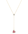 UNWRITTEN 14K GOLD FLASH-PLATED BRASS CUBIC ZIRCONIA PINK HEART Y-NECKLACE WITH EXTENDER