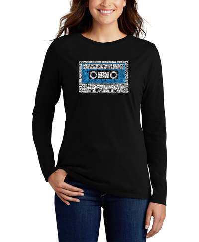 La Pop Art Women's 80s One Hit Wonders Word Art Long Sleeve T-shirt In Black