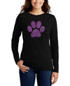 LA POP ART WOMEN'S XOXO DOG PAW WORD ART LONG SLEEVE T-SHIRT