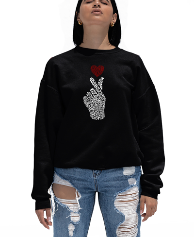 La Pop Art Women's K-pop Word Art Crewneck Sweatshirt In Black