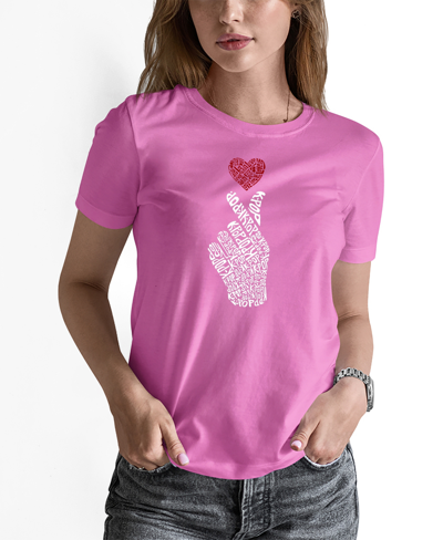 La Pop Art Women's K-pop Word Art T-shirt In Pink