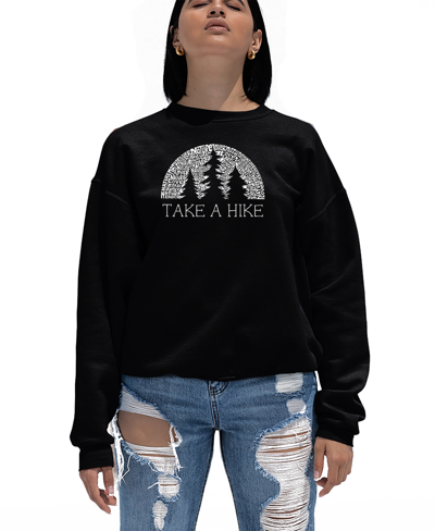 La Pop Art Women's Nature Lover Word Art Crewneck Sweatshirt In Black