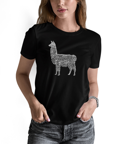 La Pop Art Women's Premium Blend Llama Mama Word Art T-shirt In Black