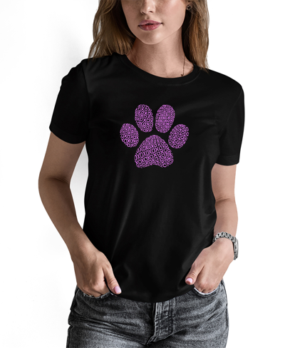 La Pop Art Women's Xoxo Dog Paw Word Art T-shirt In Black