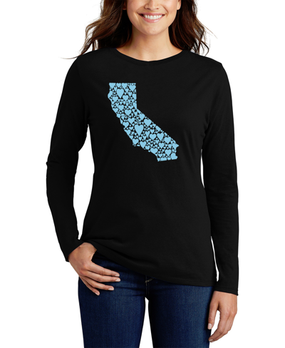 La Pop Art Women's California Hearts Word Art Long Sleeve T-shirt In Black