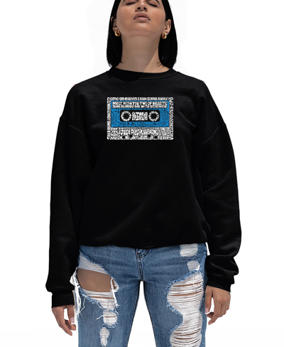 La Pop Art Women's 80s One Hit Wonders Word Art Crewneck Sweatshirt In Black