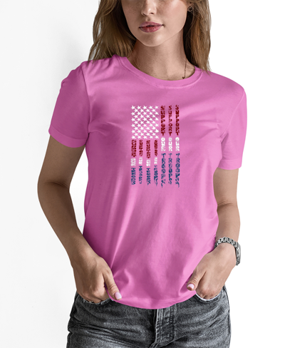 La Pop Art Women's Support Our Troops Word Art T-shirt In Pink