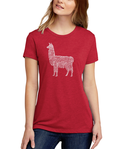 La Pop Art Women's Premium Blend Llama Mama Word Art T-shirt In Red