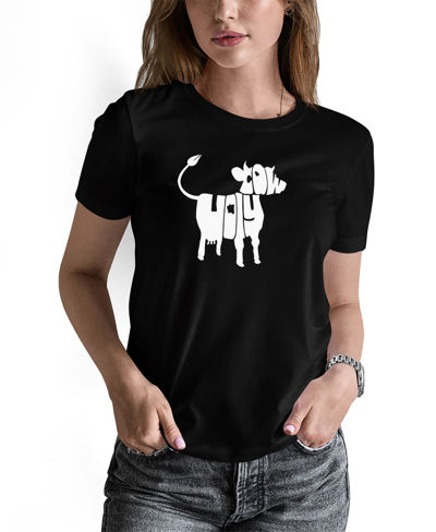 La Pop Art Women's Holy Cow Word Art T-shirt In Black