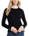 Cece Embellished Contrast Sweater In Rich Black