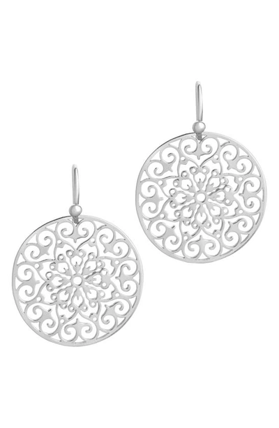 Sterling Forever Round Filigree Drop Earrings In Silver