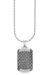American Exchange Stainless Steel Crystal Dog Tag Necklace In Silver/ Silver