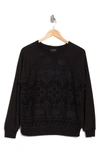 Forgotten Grace Lace Panel French Terry Pullover In Black