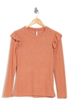 Forgotten Grace Ruffle Trim Long Sleeve Sweater In Apricot