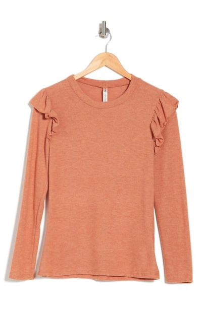 Forgotten Grace Ruffle Trim Long Sleeve Sweater In Apricot