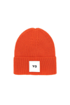 Y-3 Brand-patch Ribbed Wool Beanie In Orange