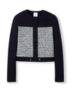 St John Mixed Media Jacket In Navy/white