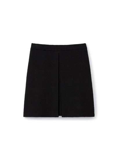 St John Textured Tweed Skirt In Black