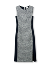 St John Mixed Media Dress In Navy/white