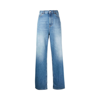 Valentino Light Blue Denim Trousers With V Gold Detail In Blue